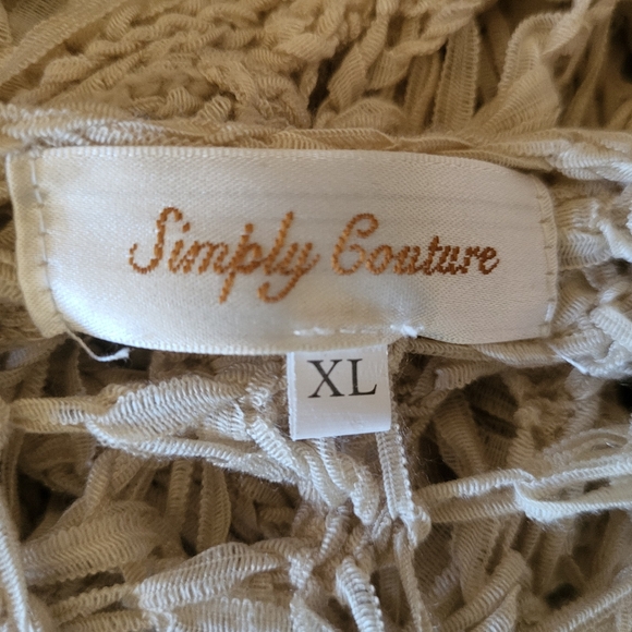 155B. Simply Couture Cream Crocheted Open Cardigan - Size XL - Picture 5 of 6